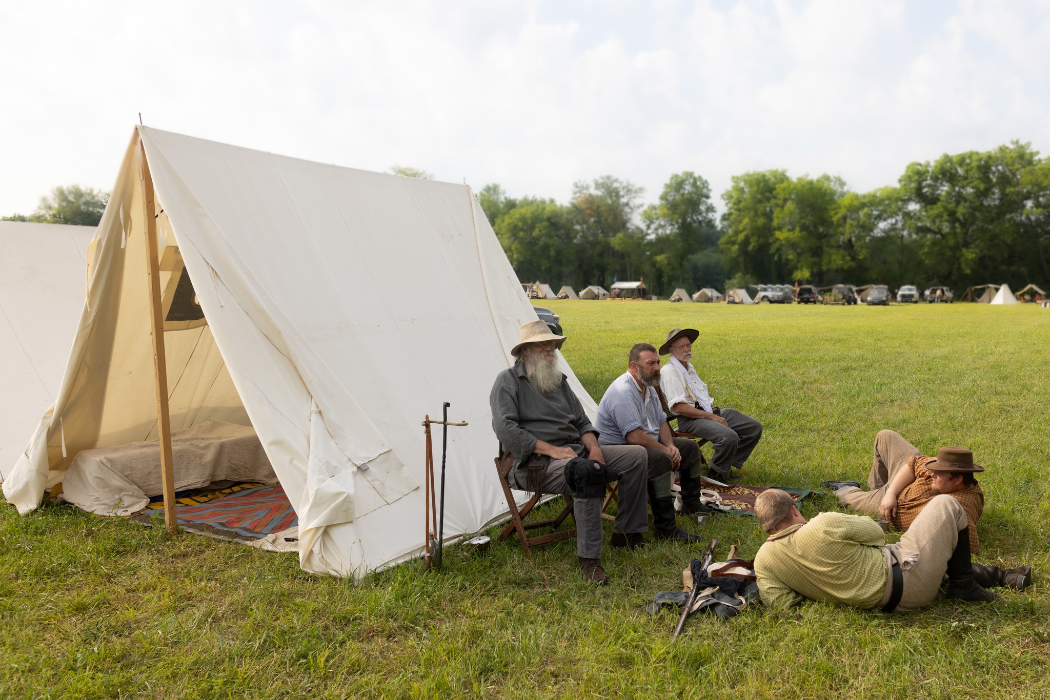 Soldiers resting at camp