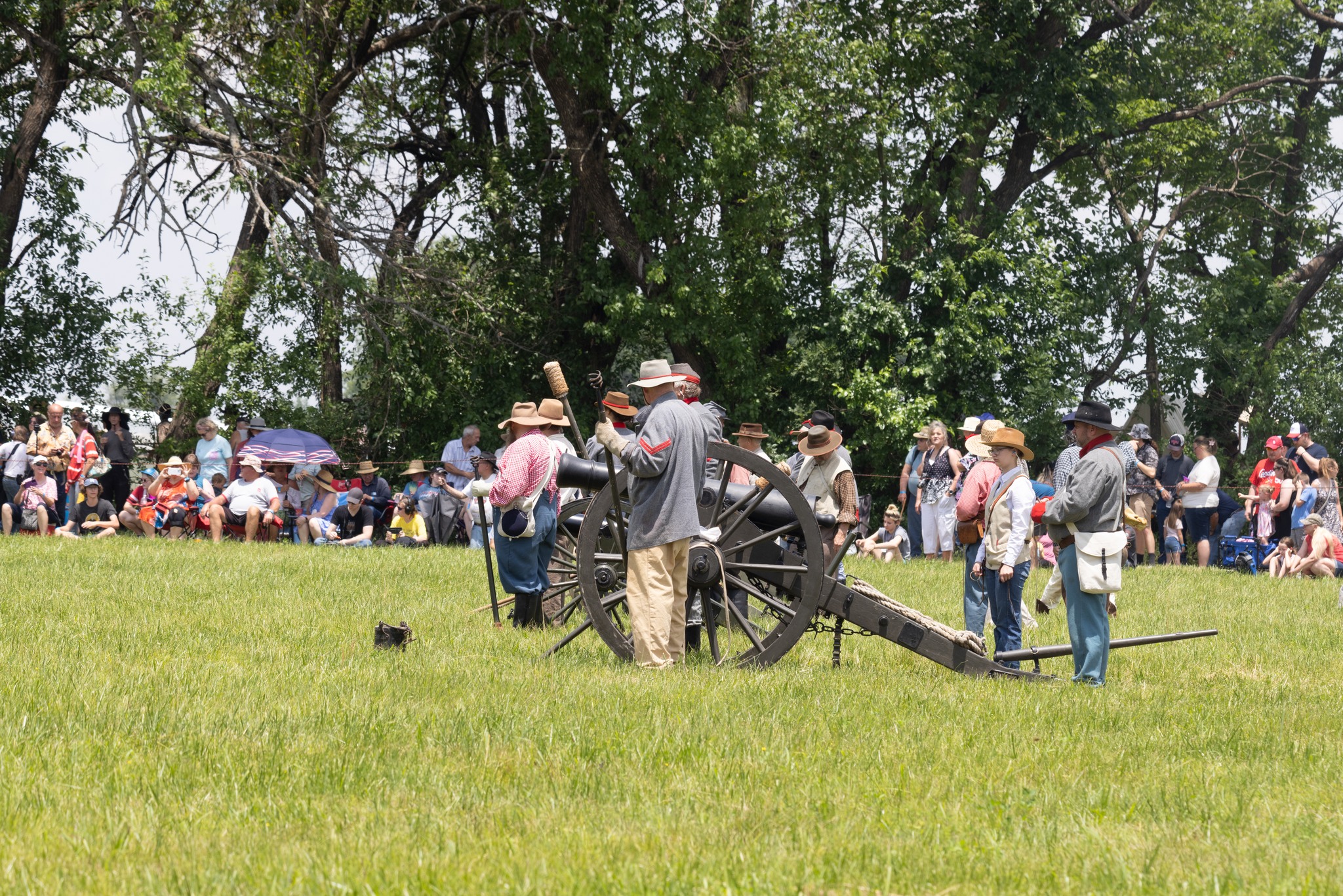 Artillery demonstration with crowd