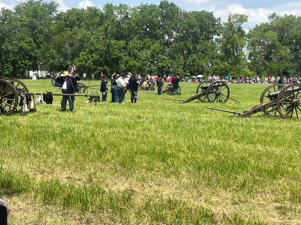 Artillery line with spectators